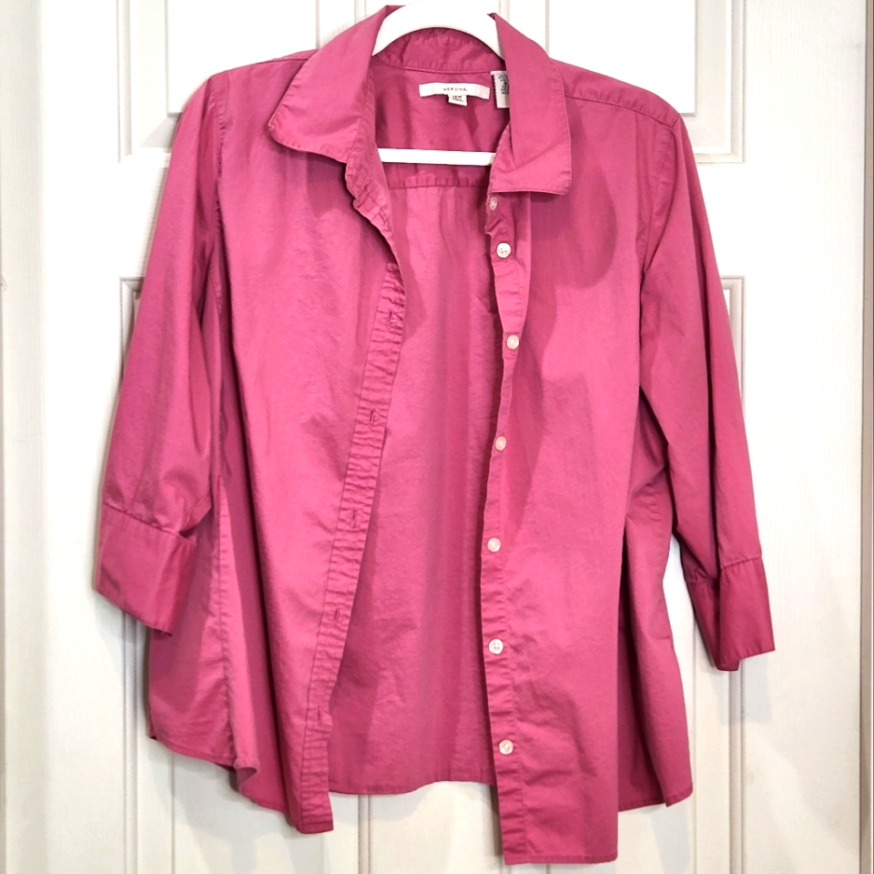 Merona Fitted Button Front 3/4 Sleeve Blouse Size 16w